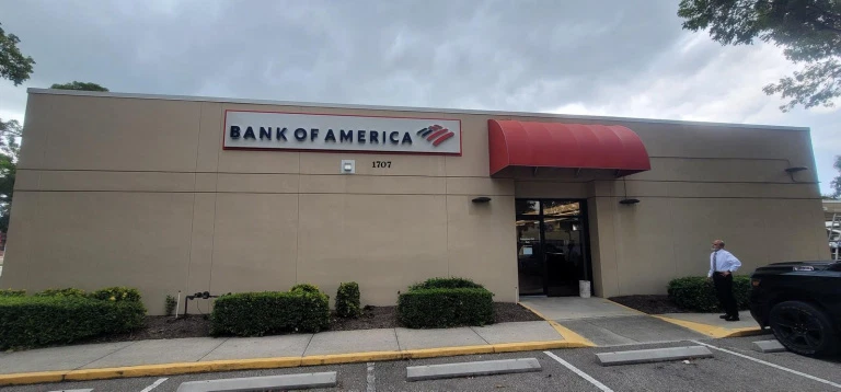 Freshly painted commercial banking branch