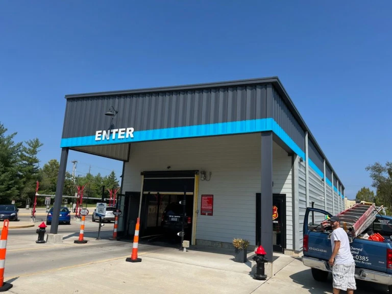 Quick lube location with fresh exterior paint