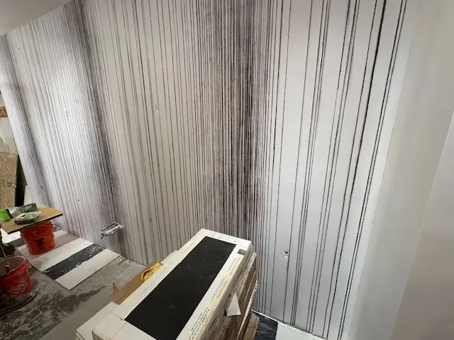 Cosmetics retail store decorative vertical pinstripe wall painting in Dallas, TX by National Painting Partners