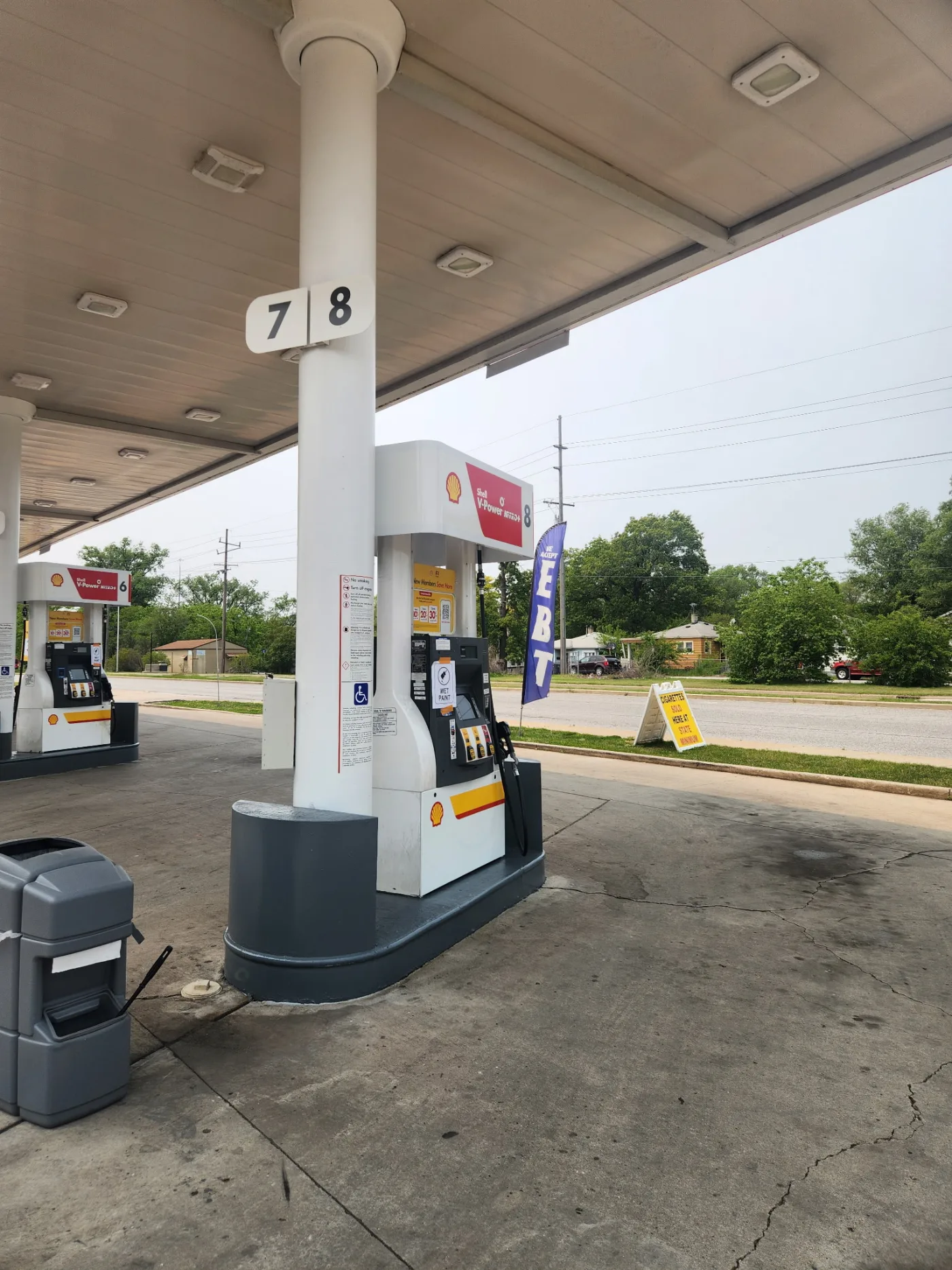 Completed gas station pump island painting in Hobart, IN by National Painting Partners