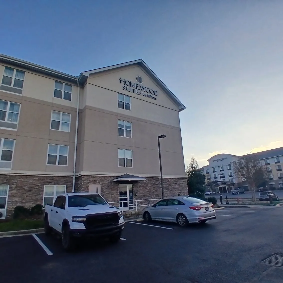 Hotel gable and entrance exterior painting in Knoxville, TN by National Painting Partners