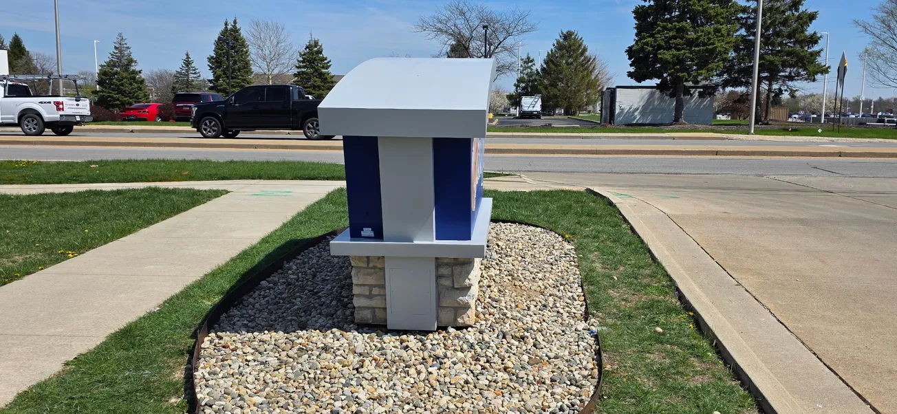 Medical facility secondary monument signage in Fort Wayne, IN by National Painting Partners - freshly painted side panel box