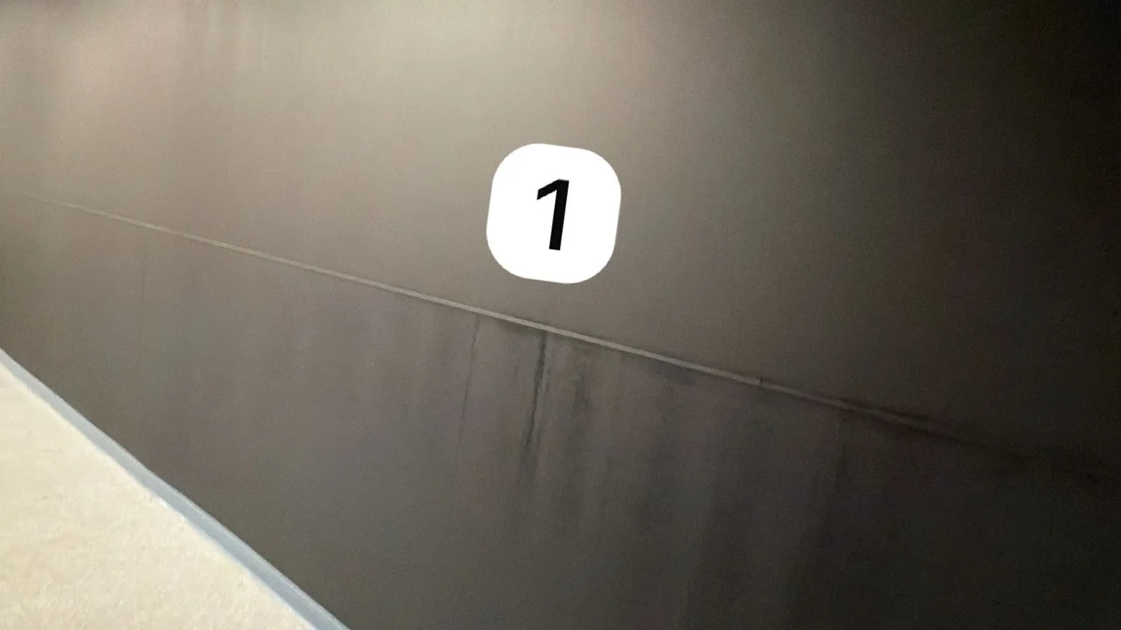 Stockroom wall 1 finished in RFID shielding paint