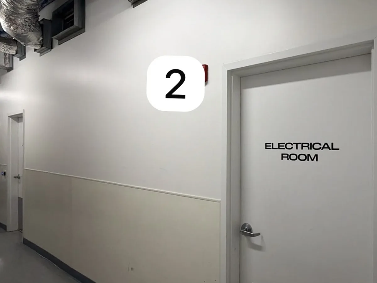 Stockroom wall 2 beside the electrical room before RFID shielding paint